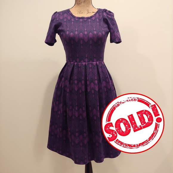 LuLaRoe Dresses & Skirts - LuLaRoe Amelia Purple Black Dress
